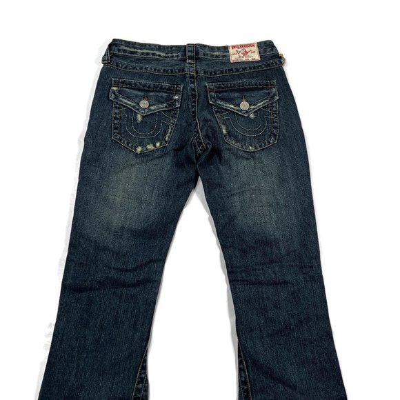 True Religion Distressed Flare Blue Jeans Womens 27 New NWT USA 04503 - Picture 12 of 15
